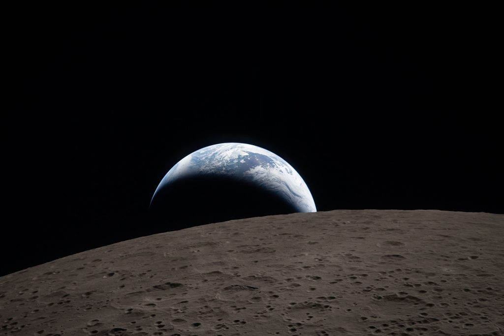 The cratered surface of the Moon seen up close